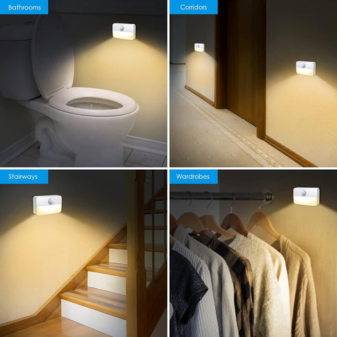 AMIR 2 Pack 40 3000K, Closet Mini Motion Sensor Stair Light for Indoor, Battery-Powered LED Night Light, Lumen Cordless