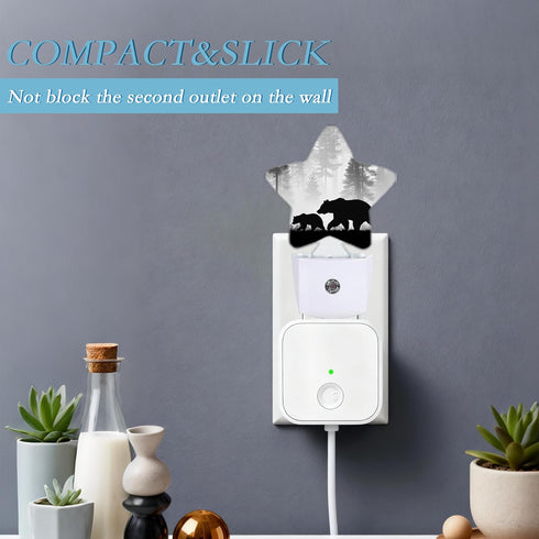 SKYDAWNY Bear Pine Tree Night Light,Plug Into Wall Decor Nightlights for Bedroom,Bathroom,Hallway,Stairway,Kitchen