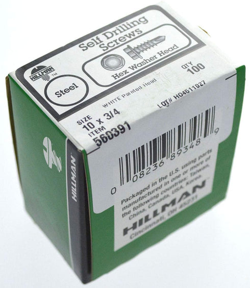 Hillman Hex Washer Head Self-Drilling Screw, White Head (#10 x 3/4")