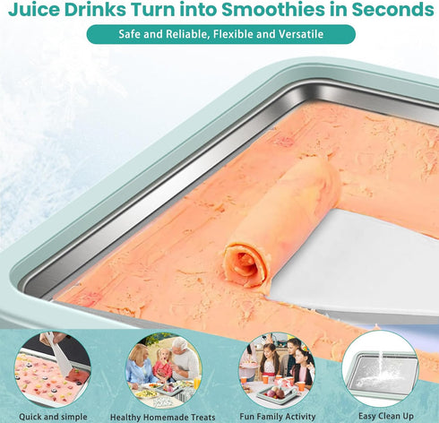 Rolled Ice Cream Maker, Homemade Ice Cream Maker, Homemade DIY Ice Cream, Smoothies, Yogurt Rolls, Food grade stainless