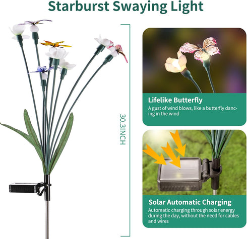 Solar Garden Lights - Solar Lights Outdoor Garden, Garden Lights Solar Powered, Decor for Garden, Yard, Patio, Pathway,