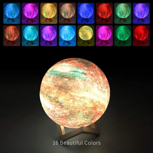 16 3D (9.6 inch) Moon Lamp, Galaxy Night Light, Colors Large galaxy light printing Moon Night Light with Stand/Remote