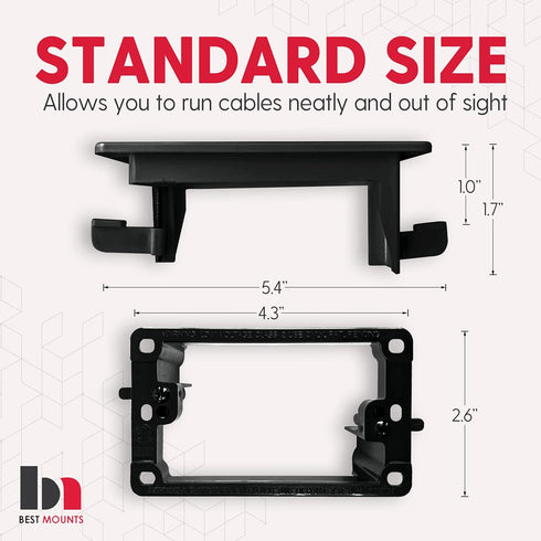 BestMounts - 2 Pack Low Voltage Mounting Brackets 1 Gang for Drywall Outlet Cable Pass Through Wall Plates - Cable Wall Plate Bracket for Old Work, Telephone Wires, Network Cable, HDMI, Speaker Wire