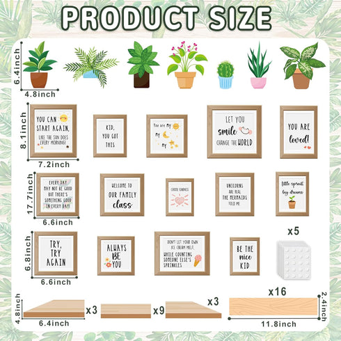 Classroom Inspirational Bulletin Board Set, Greenery Classroom Decoration Plant Potted Positive Affirmations Cutouts