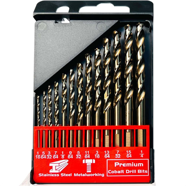 Cobalt Drill Bit Set (1/16-1/4 Inch, 13PCS), M35 High Speed Steel Twist Drill Bits for Metal, Plastic, Wood