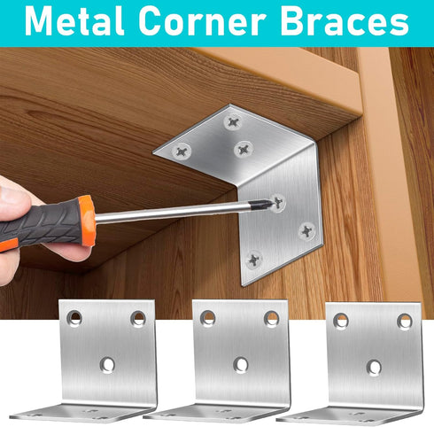 CLRBEATTY 20 2 Inch 90 Pcs Metal Corner Braces, L Brackets with Screws, Stainless Steel Angle Bracket, L Shape Bracket