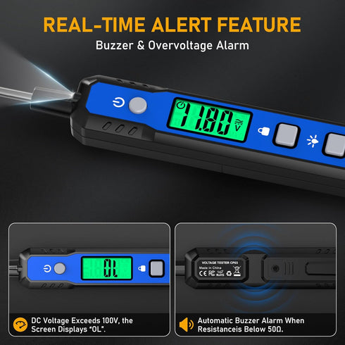 0.8V-100V OBDResource Smart Automotive Test Light Circuit Tester with Buzzer & Flashlight, DC Voltage Tester for Car
