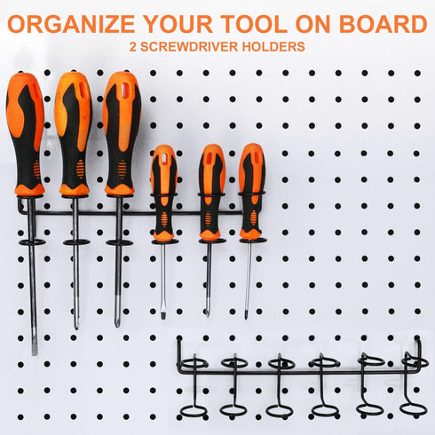 16 Pack Pegboard Utility Hooks, Peg Board Holders for Screwdriver Multi Tool Accessories, Fit 1/4" & 1/8" Pegboards