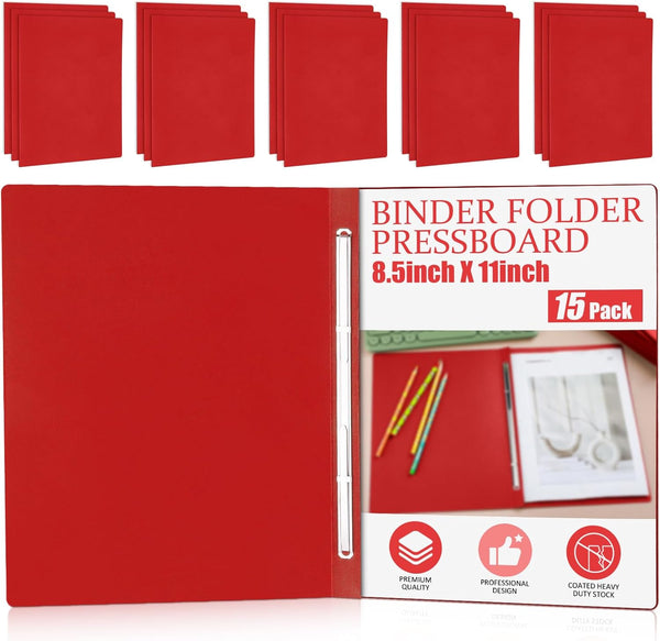 Zhanmai 15 Packs 8.5'' x 11'' Pressboard Report Covers, Metal Prong Fastener with Compressor, 3'' Capacity Presentation