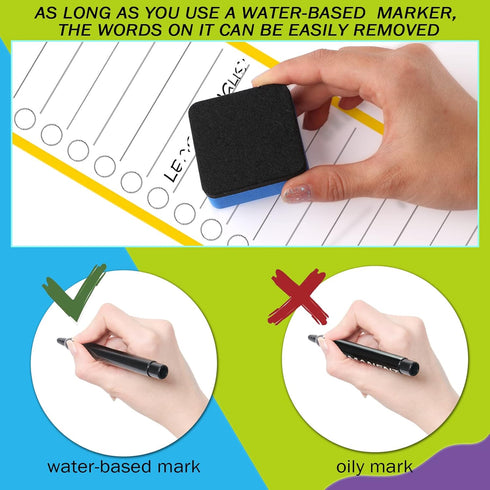 Set of 20 Magnetic Dry Erase Board Notepads for Fridge 11.8 x 3.94'' with Erasable Pen and Board Eraser