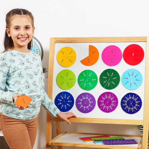 Simply magic 166 Set PCS Magnetic Fraction Tiles & Fraction Circles - Elementary Fraction Manipulatives Class