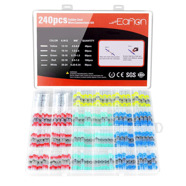 Solder Seal Wire Connectors - Marine Grade Heat Shrink Butt Connectors Kit - Waterproof Insulated Electrical Terminals