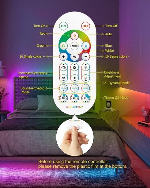 16.4FT, 55-85 inch Daymeet LED Strip Lights RGBIC LED Lights for TV for TV Led Backlight Rainbow Color Changing Led TV