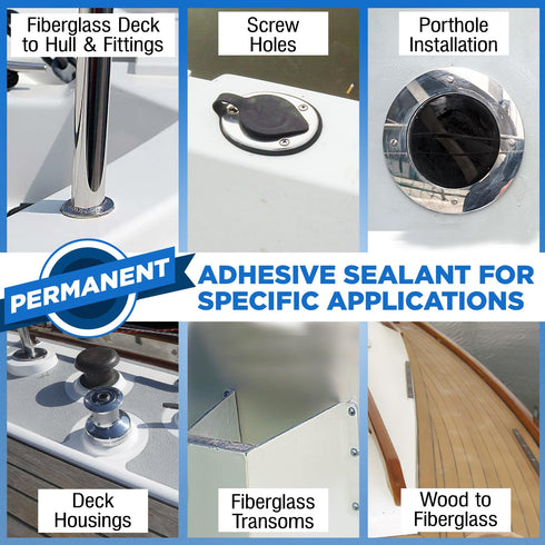 3 oz Marine Adhesive Sealant 5200 Fast Cure, Permanent, Watertight Bonding and Sealing, UV Resistant, by Berkland