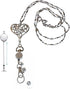 Women's Breakaway or Retractable Reel Lanyard with Strong Stainless Steel Chain, Heart ID Badge Holder for Teachers,