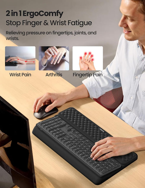 Vaydeer Wrist Rest with Keyboard Stand, Computer Wrist Support Pad, Ergonomic Keyboard Riser Holder Lifter Tray