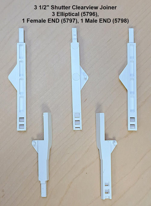 Blind Shade Repair 5pc (3.5" Shutter Joiners. Fit Hunter Douglas Clearview Shutter, Eclipse Shutter Joiner)