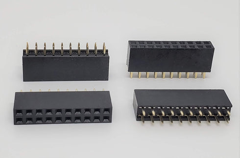 25-Pack 20P 2.54mm 0.1" Pitch PCB Female Pin Headers - 2x10 Dual Rows 20 Pins Female Sockets to Male Straight PCB DIP