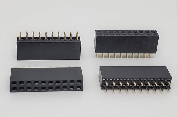 25-Pack 20P 2.54mm 0.1" Pitch PCB Female Pin Headers - 2x10 Dual Rows 20 Pins Female Sockets to Male Straight PCB DIP