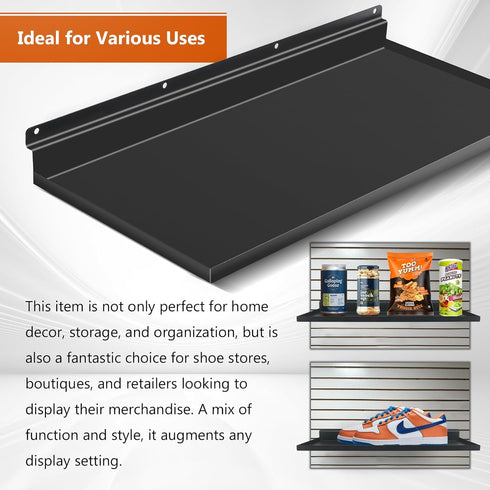 PEKGRIL 17X8 Inch Large Slatwall Shelves, Set of 2 Metal Accessories for Slat Wall, Flat Display Shelves for Storage