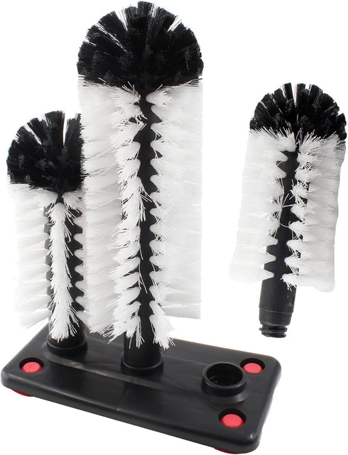 3 Commercial Bonsicoky Brush Bar Glass Washer with Suction Base, Brush Cleaner Bristle Brush for Kitchen Bar Beer Cup