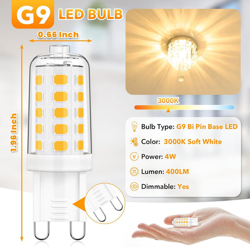 G9 Bulb Dimmable, 3000K, 40W T4 4W Bulbs 400LM, 6 Pack MAXvolador LED Soft White Halogen Equivalent, Bi Pin Base Light