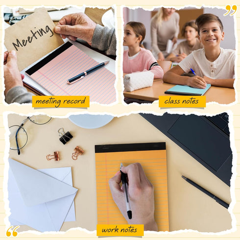 Fuutreo 12 Pcs Legal Pad Writing Notepads, 5" x 8", 50 Sheets/Pad, Narrow Ruled, Multicolor Lined Note Pad for School