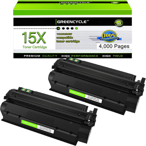 greencycle 2 PK Black Toner Cartridge Replacement Compatible for HP 15X C7115X 15A C7115A 13X Q2613X for Laserjet 1000