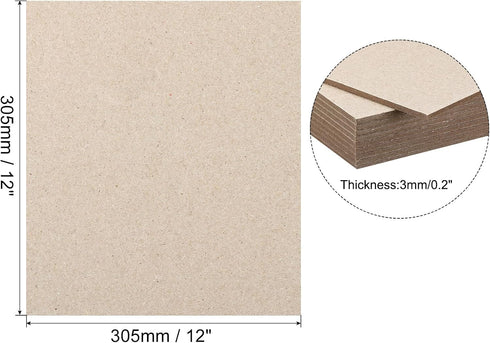 PATIKIL 20Pcs 12x12x0.12" Chipboard Sheets, 120PT Thick Book Board for Bookbinding Supplies, Gray