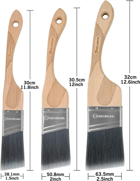 ROLLINGDOG Angled Paint Brushes for Walls - Trim Brush for Painting Wall, Furniture (1.5", 2", 2.5")
