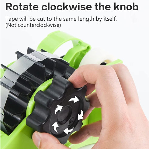 Green Packaging Tape Dispenser with Compartment Slot, 1"& 3" Dual-roll cores, Semi-Automatic for Office