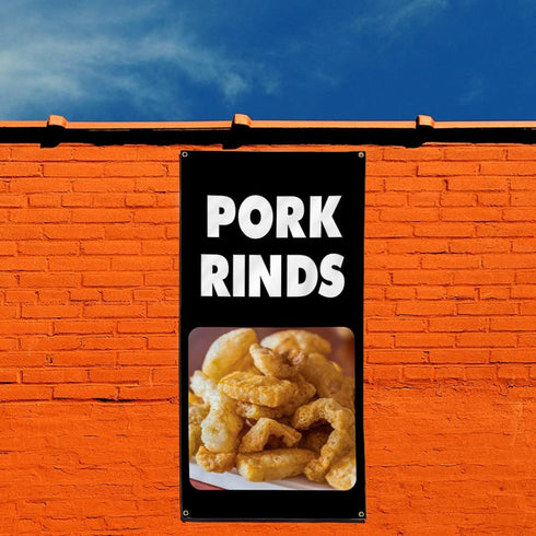 Fastasticdeals 4 Grommets 48x24Inches Vertical Vinyl Banner Multiple Sizes Pork Rinds Food and Drink Restaurant