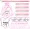 TaoBary 50 Sets Cute Pink Retractable Ballpoint Pens, Baby Shower Cards & Organza Bags, Gifts for Guests