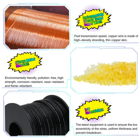 30AWG Electrical Wire Cable, 49.2FT 3 Conductors Black Cable Stranded Tinned Copper Wire