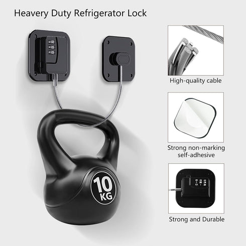 Heavy Duty Refrigerator Lock, Combination Lock for Cabinets, Drawers, Safety Lock, Easy Install, No Keys Needed