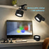 2 3 Dimmable 360 Adetu Pcs LED Wall Mounted Lights, RGB Wall Sconces Lamp with Rechargeable Battery Operated USB Port