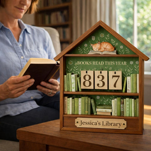 Counter, Personalized Books Read This Year Custom Name Wooden Book Tracker for Readers Book Lovers Home Decor Fans