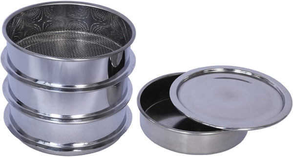3 Pcs Lab Sieves, 6 Inch Diameter Test Sifter with Tray and Lid