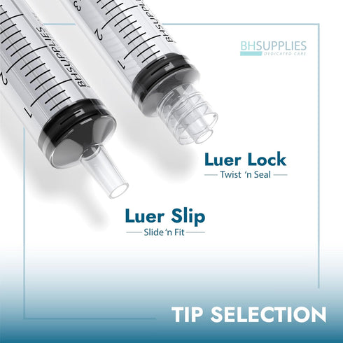 BH Supplies 10ml Luer Slip Tip Syringes, Sterile No Needle, Individually Wrapped, 100 Syringes