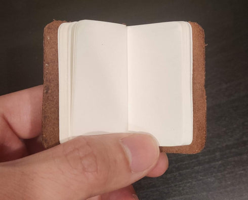 Miniature Notebook, Handmade Leather Cover, Portable Travel Sized Journal