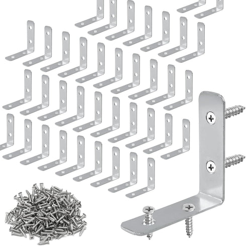 40 Pack 2 Inch 90 Litoexpe L Bracket Corner Braces with Screws, Degree Steel Joist Right Angle Brackets for Wood