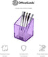 OfficeGoods Acrylic Pen & Pencil Holder, Modern Trapezoid Design, Beautiful Desk Organizer with Metal Base, Purple