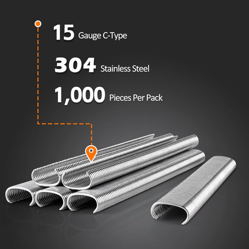 Kamsin SC7 15 Gauge 304 Stainless Steel 3/4-Inch Crown Hog Rings, 1,000/Pack