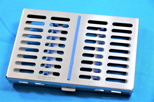 GERMAN STAINLESS DENTAL INSTRUMENTS AUTOCLAVE STERILIZATION CASSETTE for 10 INSTRUMENTS, 7.25" X 5" X 0.75"