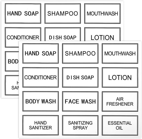 Alrhso 24 PCS Waterproof Labels for Bottles Bathroom Labels Shampoo Label Waterproof White