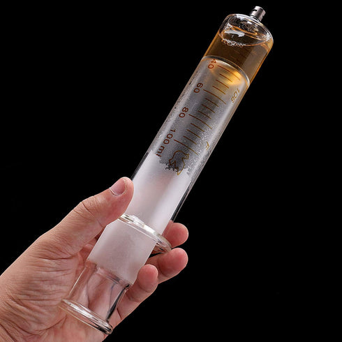 Glass Laboratory Syringes with Caps, 1 Pack, 100cc/ml for Industry