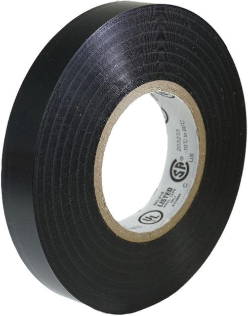 GGR Supplies T.R.U. EL7566-AW Professional Grade Rubber Black PVC Electrical Tape, 1/2 in. x 66 Ft.