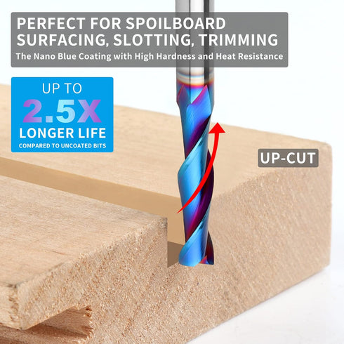 EANOSIC 1/4 inch 1/4 inch 3 inch Upcut Spiral Router Bit Shank, Cutting Diameter, Extra Long Solid Carbide with Nano