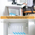 Desk Side Storage, No Drill Steel Hanging Organizer, Laptop Holder for Office & Home (White)
