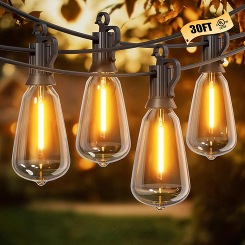 Brightown Outdoor String Lights, 30FT 11+1 LED ST38 LED Patio Lights Shatterproof,